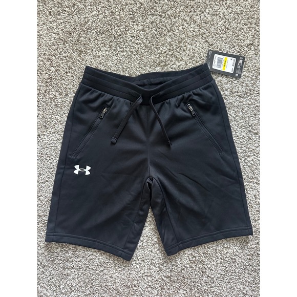 Under Armour Boys UA Pennant Shorts Black Athletic Training Youth Medium - Picture 1 of 4